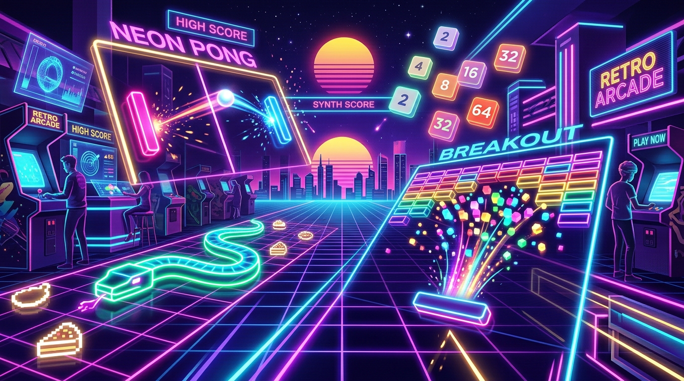 13+ Retro Arcade Games Hub
